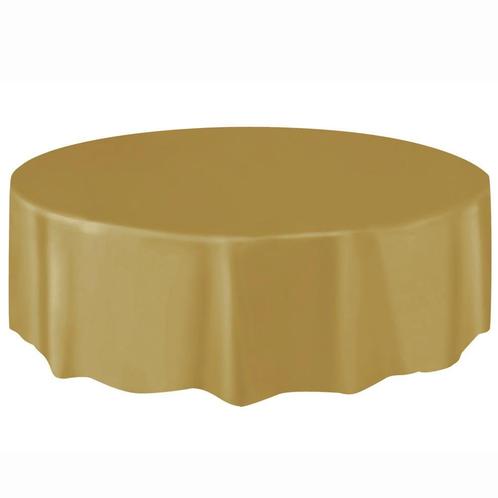 Goud Tafelkleed Rond 2,13m, Hobby en Vrije tijd, Feestartikelen, Nieuw, Verzenden