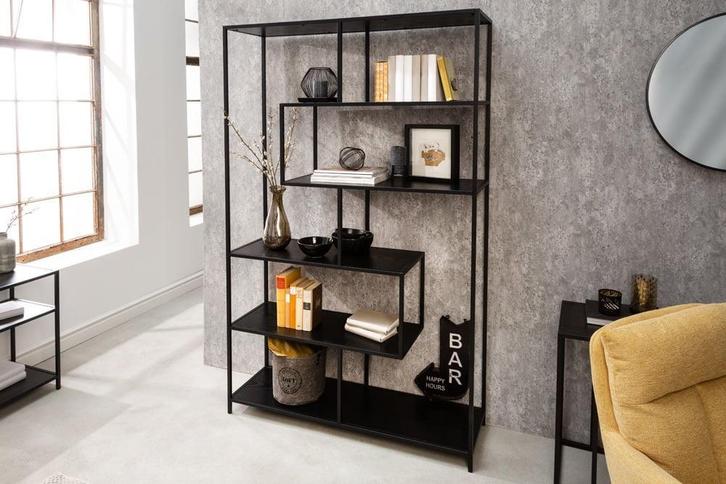 industrieele boekenkast SLIM LINE 185x114cm zwart essen zes, Huis en Inrichting, Kasten | Overige, Ophalen of Verzenden