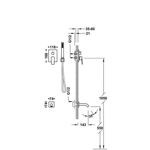 Badkraan Inbouw Tres Project met Staafhanddouche,, Doe-het-zelf en Verbouw, Sanitair, Ophalen of Verzenden