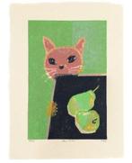 Gashu Fukami (1953) - Cat and Pears