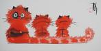Laszlo Tibay (1962) - Famille de chats rouges, Antiek en Kunst