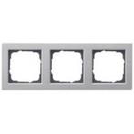 Gira E2 Afdekraam 3 voudig Edelstaal 021333, Nieuw, Stopcontact