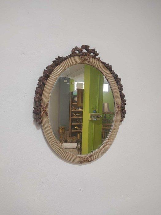 Spiegel - houtpasta, hars - Ovale spiegel, Antiek en Kunst, Curiosa en Brocante