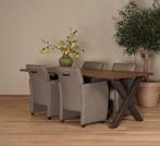 Set van 4 leren eetkamerfauteuil - Toledo Leer Smog - Met ha, Huis en Inrichting, Stoelen, Overige kleuren, Nieuw, Leer, Ophalen of Verzenden