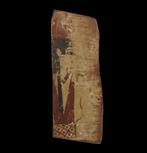 Oud-Egyptisch Hout Godin Hathor achterzijde van sarcofaag.