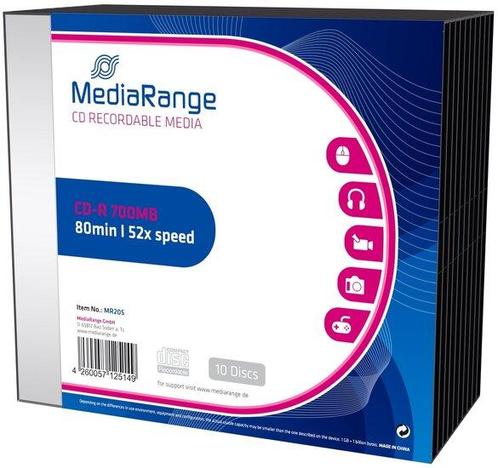 MediaRange CD-R 700 MB 10 stuks slimcase, Computers en Software, Beschrijfbare discs, Nieuw, Verzenden