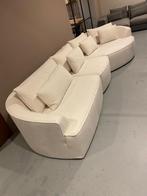 Hoekbank met ronde long chair wit - 20% extra korting, Nieuw, 300 cm of meer, Modern, Stof