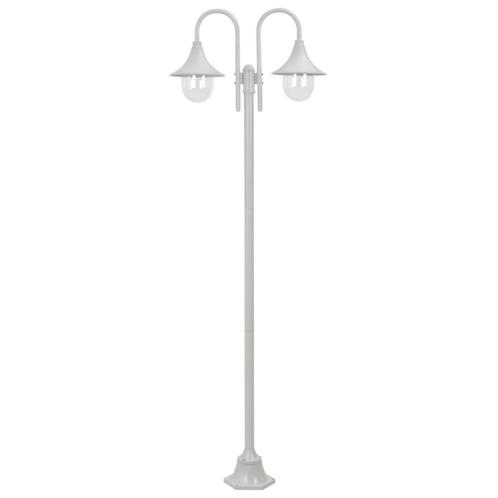 vidaXL Paalverlichting tuin E27 220 cm aluminium wit 2-delig, Tuin en Terras, Buitenverlichting, Nieuw, Verzenden
