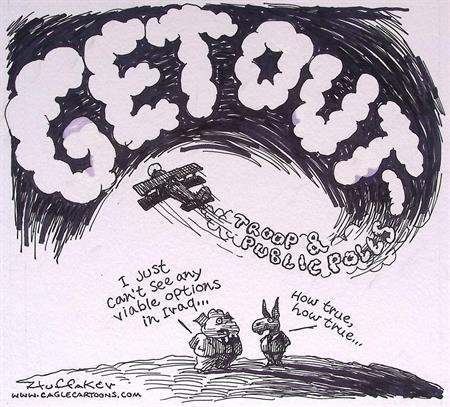 Pentekening Amerika - Weg uit Irak (lijst optie, Tekeningen), Antiek en Kunst, Kunst | Tekeningen en Foto's, Verzenden