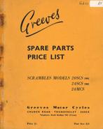 1962 - Greeves - Spare Parts Prijslijst - Scrambles Models, Motoren, Handleidingen en Instructieboekjes, Verzenden, Overige merken