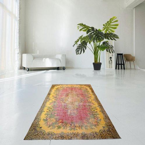 Geel-rode vintage - Vloerkleed - 268 cm - 177 cm - met, Huis en Inrichting, Stoffering | Tapijten en Kleden
