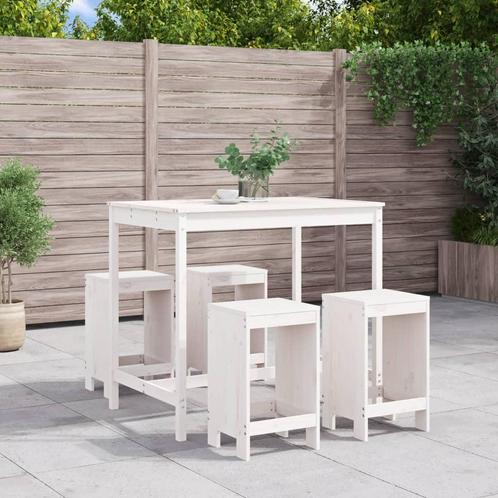 vidaXL 5-delige Barset massief grenenhout wit, Tuin en Terras, Tuinsets en Loungesets, Nieuw, 5 zitplaatsen, Verzenden