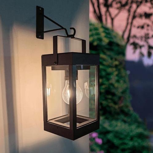 Solar wandlamp Cube op zonne-energie met beugel en filament, Tuin en Terras, Buitenverlichting, Led, Licht-donker-sensor, Zonne-energie