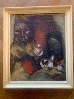 Fred van der Jagt ? (XX) - Stilleven met maskers, boeken en