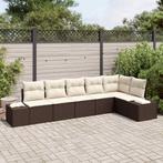 vidaXL Tuin Sofa Set met kussen 6 pcs Bruin en Crème poly, Verzenden, Nieuw, Rotan