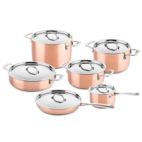 6 Delige Koperen Pannenset - Ducq, Huis en Inrichting, Keuken | Potten en Pannen, Verzenden