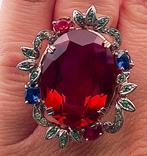 Zonder Minimumprijs - Ring - 9 kt. Roségoud, Zilver Robijn -, Nieuw
