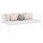 vidaXL Slaapbankframe metaal wit 90x200 cm, Huis en Inrichting, Slaapkamer | Bedden, 90 cm, Eenpersoons, Verzenden, Wit