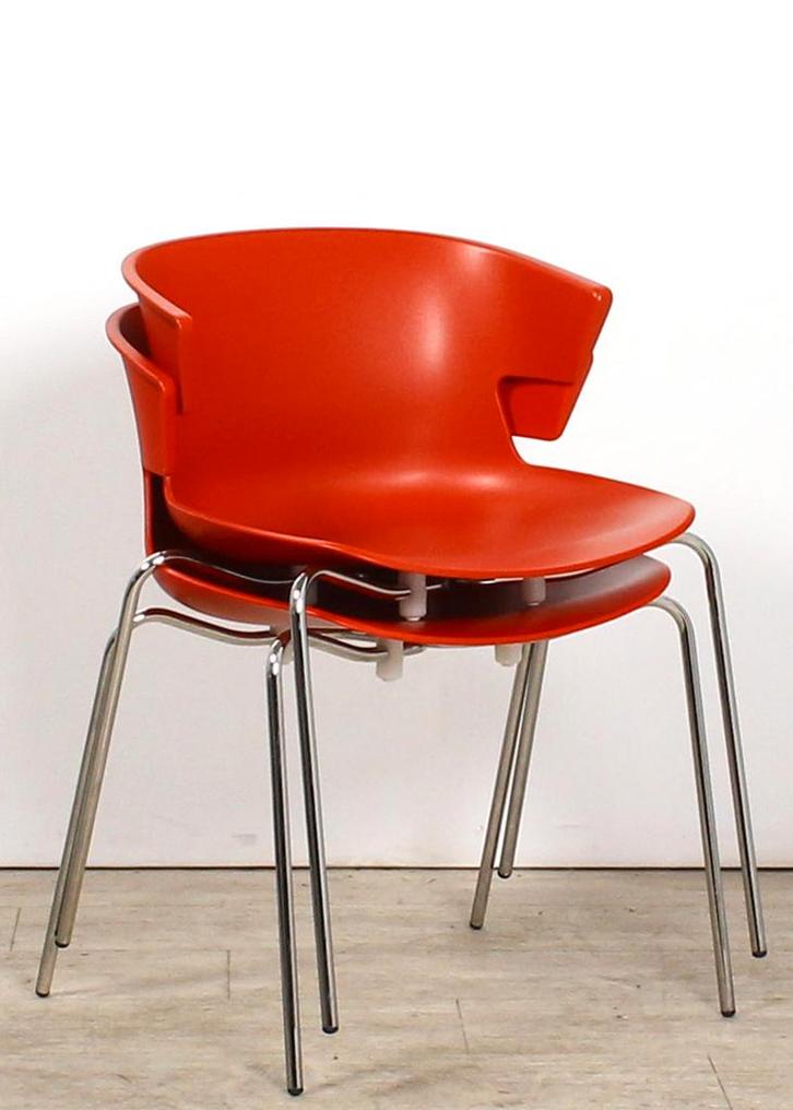 Quadrifoglio Cove kantinestoel, 4-poots, rood-chrome, Huis en Inrichting, Stoelen, Nieuw, Ophalen of Verzenden