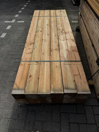 Ca. 12x Douglas palen geschaafd / verlijmd, 14x14x240cm beschikbaar voor biedingen