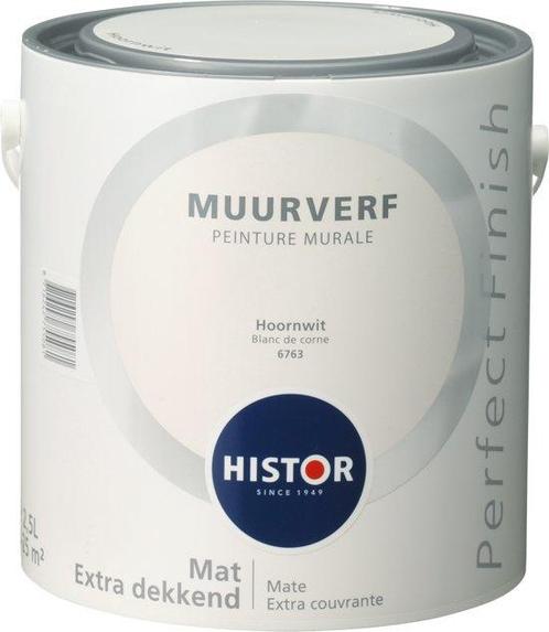Histor Perfect Finish Muurverf Mat - Hoornwit 6763 - 2,5..., Doe-het-zelf en Verbouw, Verf, Beits en Lak, Verf, Wit, Nieuw, Minder dan 5 liter