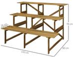 Houten Plantenrek 3 Niveaus - Bloemenstandaard Tuin Balkon, Verzenden, Nieuw