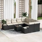 vidaXL Tuin Sofa Set 9 pcs Zwart Poly riet, Verzenden, Nieuw, Rotan