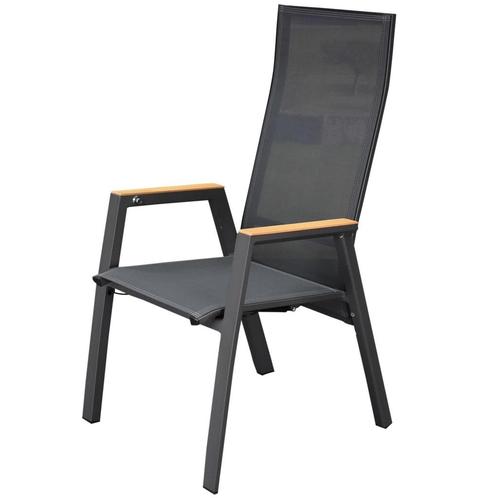 Nancy dining tuinstoel aluminium teak antraciet, Tuin en Terras, Tuinstoelen, Nieuw, Aluminium, Ophalen of Verzenden
