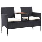 vidaXL Tuinbank 2-zits met tafeltje 143 cm poly rattan zwart, Tuin en Terras, Tuinbanken, Verzenden, Nieuw, Rotan