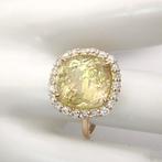 Ring - 14 karaat Geel goud -  6.45 tw. Toermalijn - Diamant