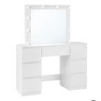 Dames kaptafel met spiegel en LED – 7 ruime lades, wit, Verzenden, Nieuw
