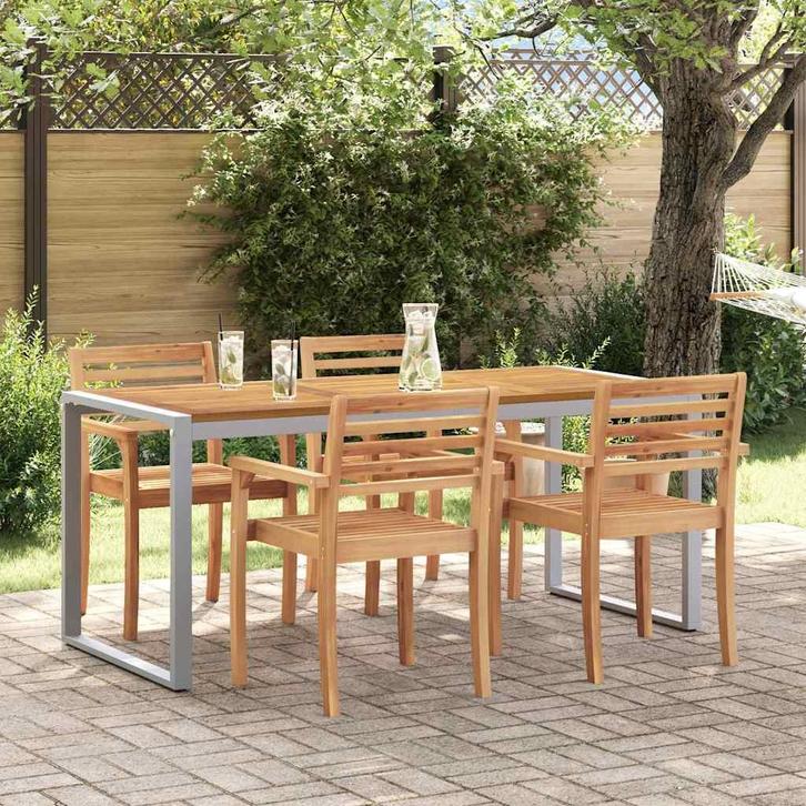 vidaXL Tuin Eettafel Grijs 180 x 90 x 75 cm, Tuin en Terras, Tuintafels, Nieuw, Metaal, Verzenden