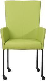 Felgroene leren moderne eetkamerstoel - met armleuning poot, Huis en Inrichting, Stoelen, Overige kleuren, Nieuw, Leer, Ophalen of Verzenden