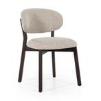 *WOONWINKEL* Eleonora Mikky Luxe Eetkamerstoel Walnoot Taupe, Verzenden, Nieuw, Stof