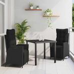 vidaXL 3-Delige Tuinset Zwart Poly Rattan, Tuin en Terras, Verzenden, Nieuw, Rotan, Tuinset