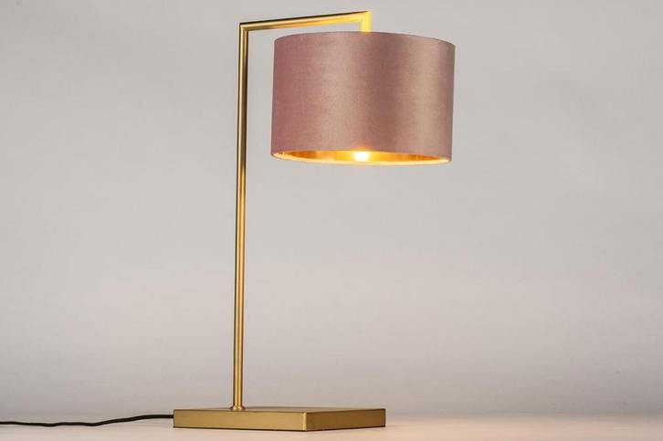 Rietveld Tafellampen - Goud, Koper, Roze - Stof, Metaal, Huis en Inrichting, Lampen | Tafellampen, Verzenden