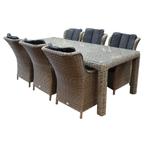 Darwin Bergamo dining tuinset 240x100xH77 cm 7-delig grijs, Ophalen of Verzenden, Nieuw, Wicker
