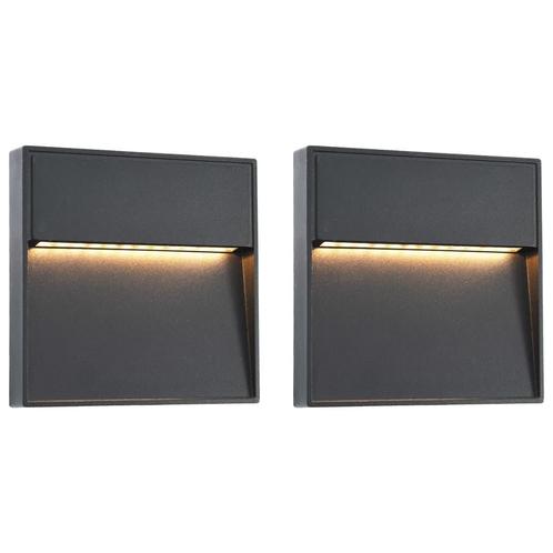 vidaXL LED-buitenwandlampen 2 st 3 W vierkant zwart, Tuin en Terras, Buitenverlichting, Nieuw, Verzenden