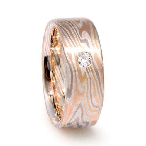 Trouwring Mokume Gane van Jaume Labro uitvoering Alderamin, Sieraden, Tassen en Uiterlijk, Ringen, Verzenden