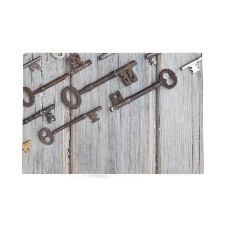 Deurmat Oude sleutels hout 75x50cm, Tuin en Terras, Deurmatten, Verzenden