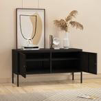 Commode Pyhtää 118x40x60 cm staal zwart mat [en.casa], Huis en Inrichting, Verzenden, Nieuw