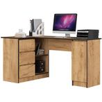 Hoekbureau B20 eiken zwart 3 lades Eiken Zwart (Kantoor), Verzenden, Nieuw