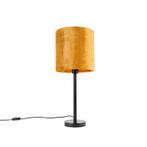 Moderne tafellamp zwart met kap goud 25 cm - Simplo, Huis en Inrichting, Nieuw, Overige materialen, Modern, 50 tot 75 cm