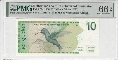 1986 Netherlands Antilles P 23a 10 Gulden Pmg 66 Epq, Postzegels en Munten, Bankbiljetten | Europa | Niet-Eurobiljetten, Verzenden