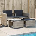 vidaXL Tuinbank 2-zits tafel en voetenbanken poly rattan, Verzenden, Nieuw, Rotan