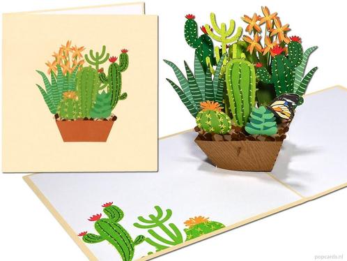 Bloeiende Cactus en Vetplanten pop-up kaart 3D wenskaart, Diversen, Wenskaarten, Verzenden