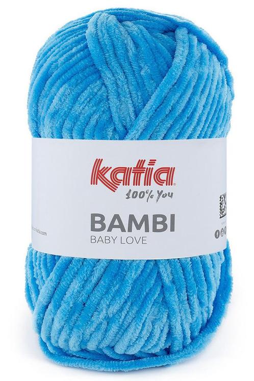 Katia Bambi - 346 waterblauw - Chenille Garen, Hobby en Vrije tijd, Breien en Haken, Ophalen of Verzenden