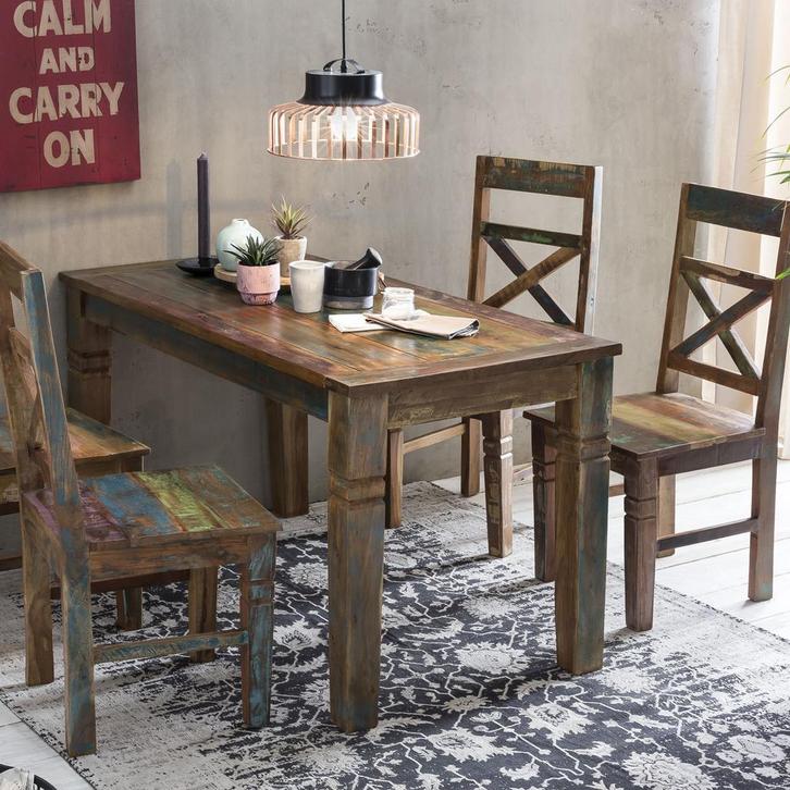 *WOONWINKEL* Eettafel Gerecycled Hout, Huis en Inrichting, Tafels | Eettafels, Nieuw, Verzenden