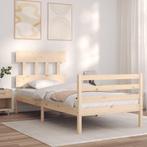 vidaXL Bedframe met hoofdbord massief hout 90x200 cm, Huis en Inrichting, Slaapkamer | Bedden, 90 cm, Eenpersoons, Bruin, Verzenden