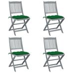vidaXL Tuinstoelen 4 st inklapbaar met kussens massief, Verzenden, Nieuw, Hout